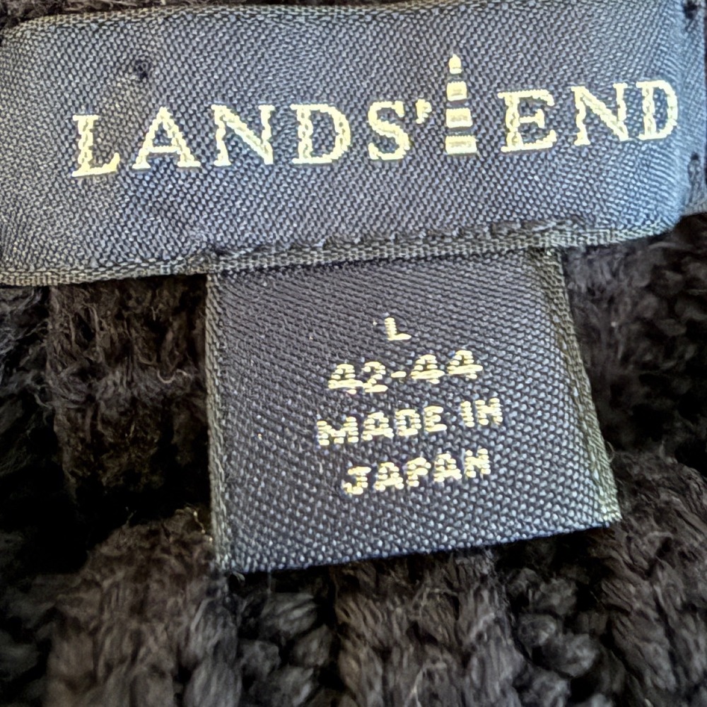 Lands End Mens Dark Gray Cable Knit Cotton Turtleneck Sweater 93731 V#2829 - Picture 3 of 8